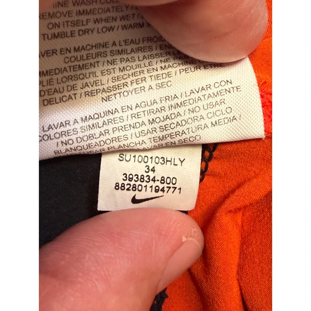 Distressed Nike 6.0 Mens Orange Black Colorblock Board Shorts Size 34 Cargo